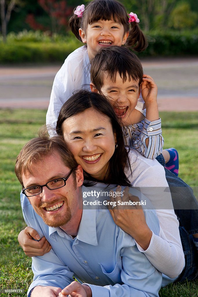 Asian Caucasian Family Dog-Pile