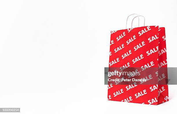 sale bag on white background with copy space - grocery bag stock pictures, royalty-free photos & images