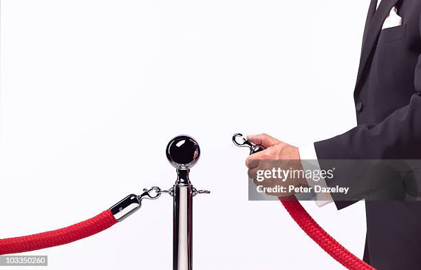 security opening rope barrier - celebrities ストックフォトと画像