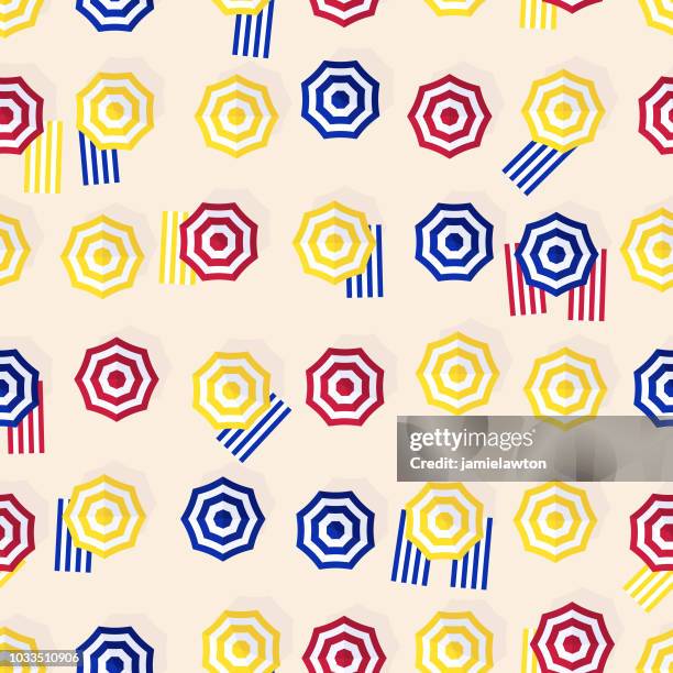 seamless beach parasol pattern - umbrella stock illustrations