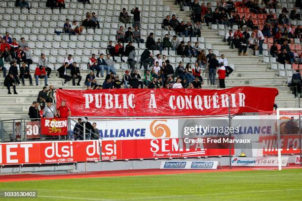 Supporters of Nancy during the French Ligue 2 match between Nancy and Le Havre on September 14, 2018 in Nancy, France.