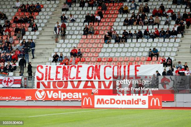 Supporters of Nancy during the French Ligue 2 match between Nancy and Le Havre on September 14, 2018 in Nancy, France.