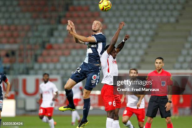 Victor Lekhal of Le Havre and Abou Ba of Nancy during the French Ligue 2 match between Nancy and Le Havre on September 14, 2018 in Nancy, France.