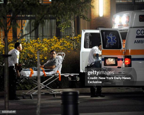 The father-in-law of Francisco Rodriguez of the New York Mets, whose name was not disclosed, is wheeled into ambulance after allegedly being involved...
