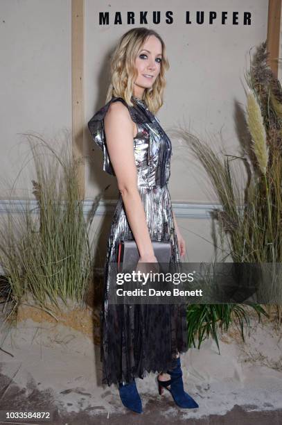 Joanne Froggatt attends the Markus Lupfer front row during London Fashion Week September 2018 at Somerset House on September 15, 2018 in London,...