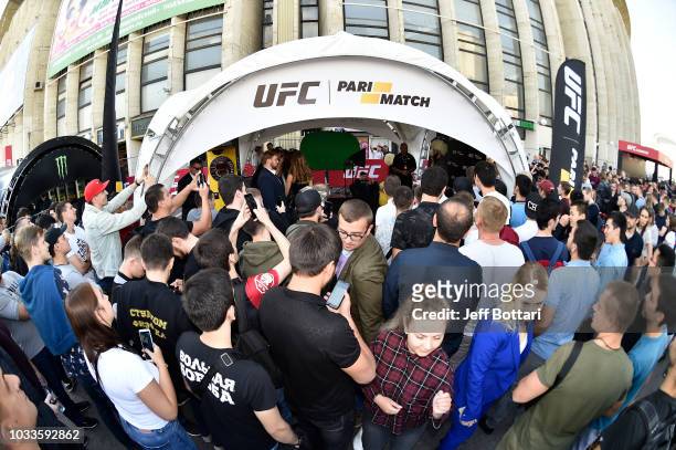General view of fans at the UFC Fan Experience at the UFC Fight Night event at Olimpiysky Arena on September 15, 2018 in Moscow, Russia.