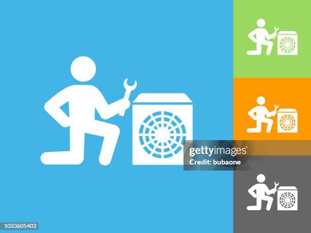 fixing fan flat icon on blue background - electrical box stock illustrations