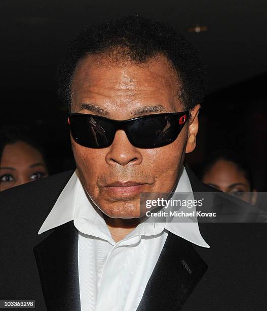 Muhammad Ali arrives at the 10th Annual Harold Pump Foundation Gala at the Hyatt Regency Century Plaza on August 12, 2010 in Century City, California.