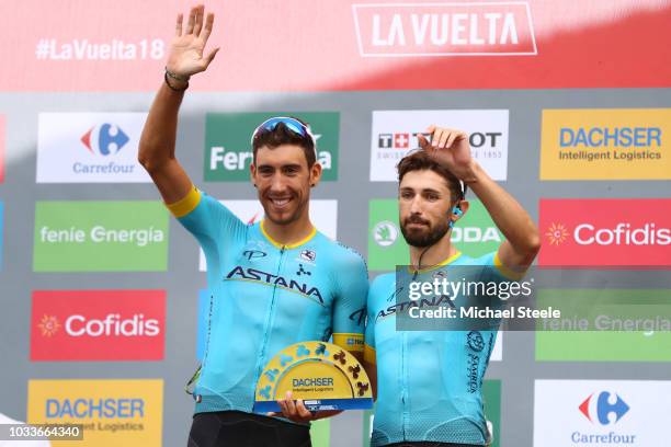 Podium / Omar Fraile of Spain and Astana Pro Team / Dario Cataldo of Italy and Astana Pro Team / Celebration / during the 73rd Tour of Spain 2018,...