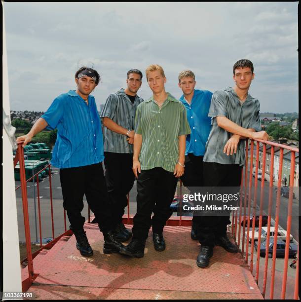 American boyband N'Sync pose for a group portrait in London in 1998, L-R Chris Kirkpatrick, Joey Fatone, Lance Bass, Justin Timberlake, JC Chasez.