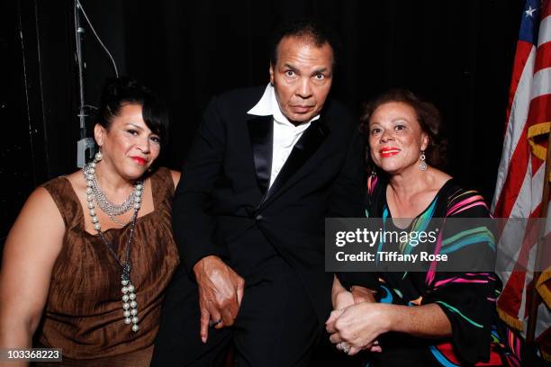 Guest, Mohammad Ali and Lonnie Ali attend the 10th Annual Harold Pump Foundation Gala on August 12, 2010 in Century City, California.