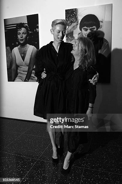 This photo has been digitally converted to balck and white.) Actress Tilda Swinton and director Sally Potter attend the Sally Potter Retrospective at...