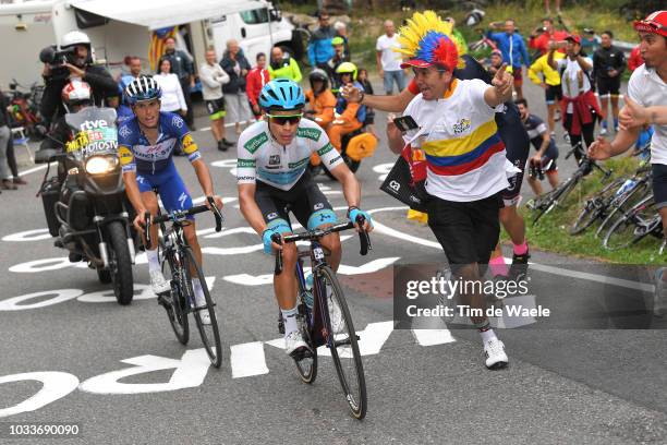 Enric Mas of Spain and Team Quick-Step Floors / Miguel Angel Lopez of Colombia and Astana Pro Team White Combined Jersey / Fans / Public / during the...