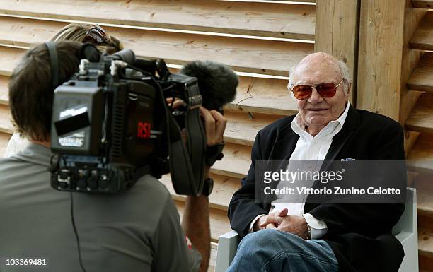Director Francesco Rosi is interviewed during the press conference for the Career Achievement Pardo during the 63rd Locarno Film Festival on August...