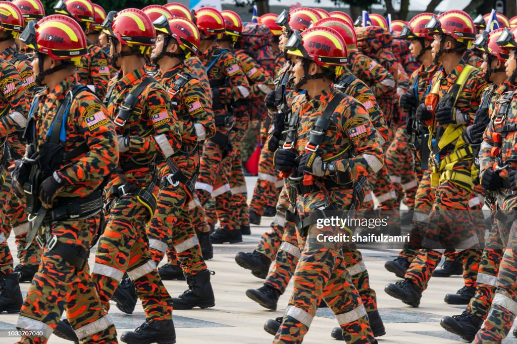 National parade from multi division and agencies takes part during the 61st Independence Day celebration held at the administrative capital of Putrajaya.