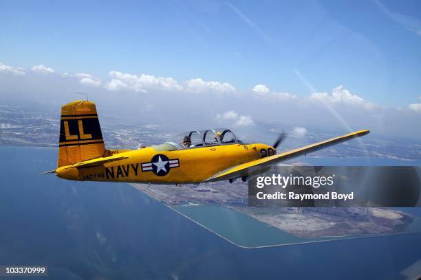 Lima Lima Flight Team pilot, Gary Donovan practices stunts during rehearsals for Chicago's 52nd Annual Air & Water Show at the Gary Jet Center in...