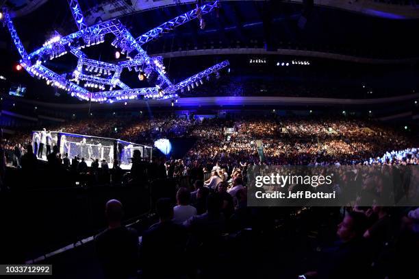 General view of the Octagon during the UFC Fight Night event at Olimpiysky Arena on September 15, 2018 in Moscow, Russia.