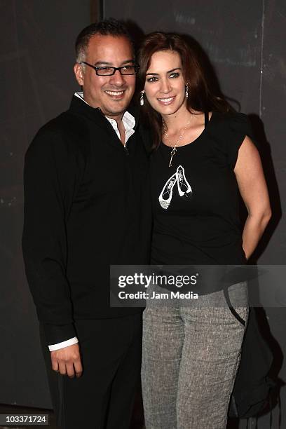 Anette Michel and her husband attend the presentation number 100 of the musical Timbiriche at Aldama Theater on August 13, 2010 in Mexico City,...