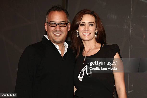 Anette Michel and her husband attend the presentation number 100 of the musical Timbiriche at Aldama Theater on August 13, 2010 in Mexico City,...
