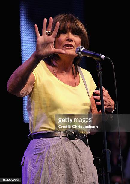 Singer Sandie Shaw performs on stage during Day 1 of the Vintage at Goodwood Festival on August 13, 2010 in Chichester, England.