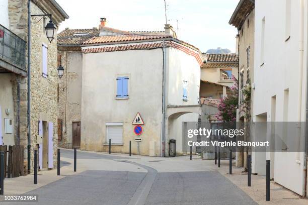 village of piegros la clastre at sunset, drome, provence, france. august 2018. summer in the countryside. - south of france stock-fotos und bilder