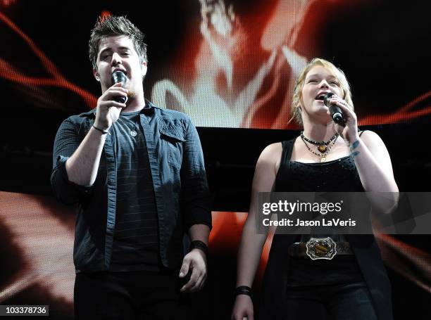 Lee DeWyze and Crystal Bowersox perform at "American Idol Live!" at Staples Center on August 13, 2010 in Los Angeles, California.