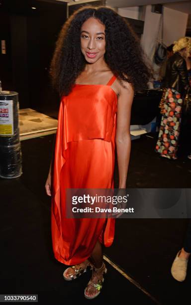 Corinne Bailey Rae poses backstage at the Temperley London SS19 catwalk show on September 15, 2018 in London, England.