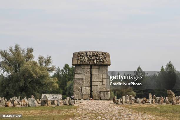 Symbolic cemetery on the site of a former German Nazi extermination camp built during WWII, now a memorial is seen near Treblinka, Poland on 9...