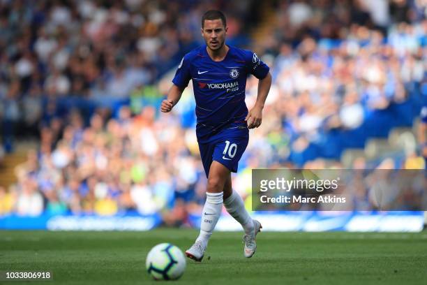 Eden Hazard of Chelsea during the Premier League match between Chelsea FC and Cardiff City at Stamford Bridge on September 15, 2018 in London, United...