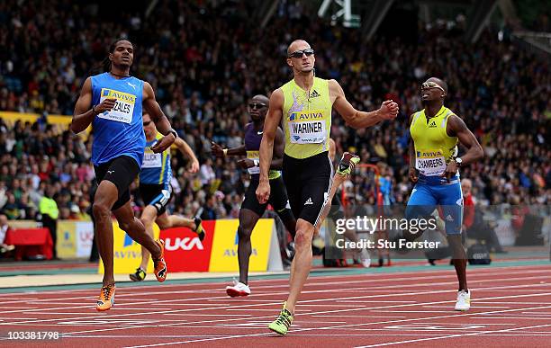 Jeremy Wariner of the USA wins the Mens 400 metres during the Aviva London Grand Prix at Crystal Palace on August 14, 2010 in London, England.