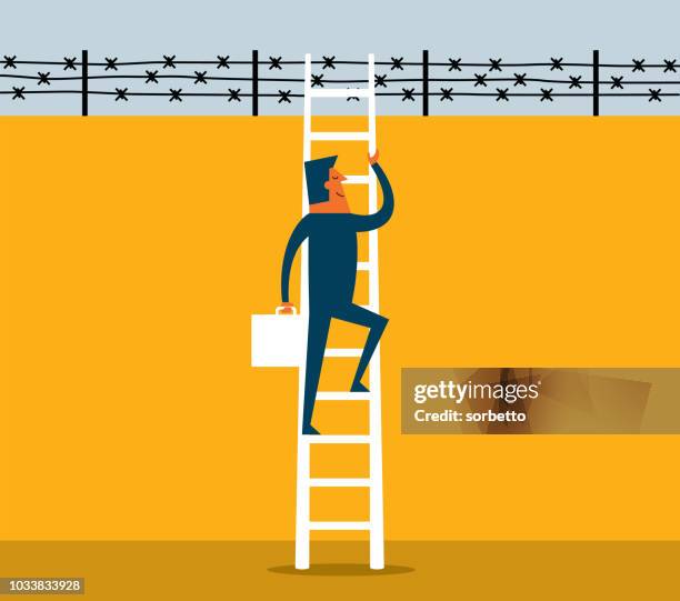 overcoming - businessman - agility ladder stock illustrations