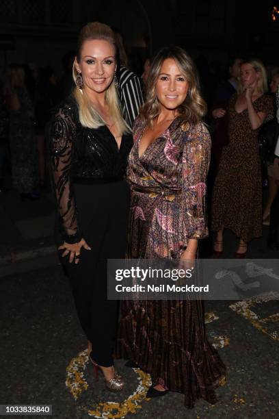 Kristina Rihanoff and Rachel Stevens seen attending Julian Macdonald during London Fashion Week September 2018 on September 15, 2018 in London,...