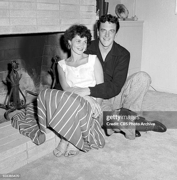 Virginia Arness and James Arness at home. Image date July 23, 1955.