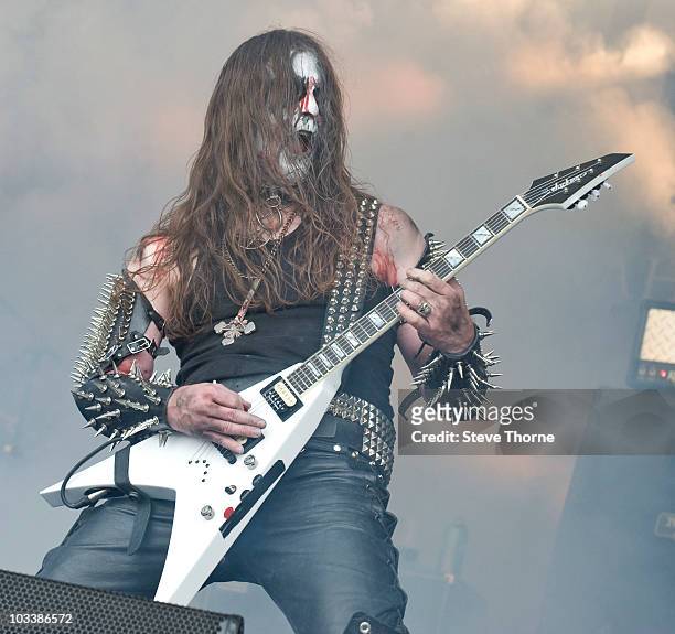 Infernus of Gorgoroth performs on stage at Bloodstock Open Air Metal Festival at Catton Hall on August 13, 2010 in Derby, England.