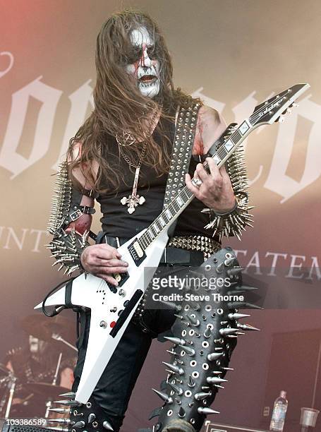 Infernus of Gorgoroth performs on stage at Bloodstock Open Air Metal Festival at Catton Hall on August 13, 2010 in Derby, England.