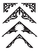 Set of Victorian Gingerbread Architectural Trim Illustrations.