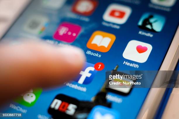 Social media applications are seen on an iPhone 8 plus in this photo illustration on September 15, 2018 in Warsaw, Poland.