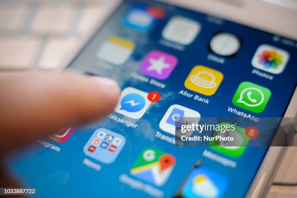 Social media applications are seen on an iPhone 8 plus in this photo illustration on September 15, 2018 in Warsaw, Poland.