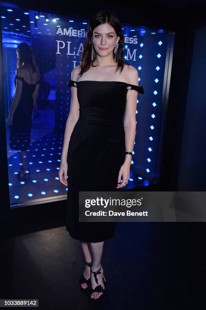 Amber Anderson attends the Alexa Chung London Fashion Week After Party at American Express Platinum House on September 15, 2018 in London, England.