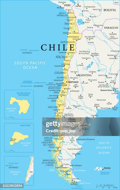 illustrazioni stock, clip art, cartoni animati e icone di tendenza di mappa del cile - vettore - santiago chile map