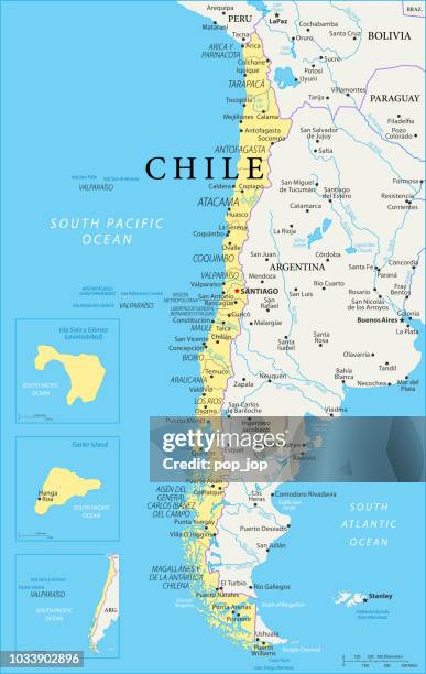 map of chile - vector - paraguay map stock illustrations