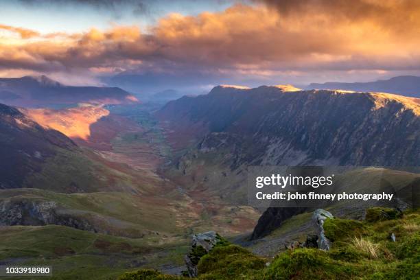 derwent fells and newlands valley from dale head, lake district, cumbria, england - copeland cumbria stock pictures, royalty-free photos & images