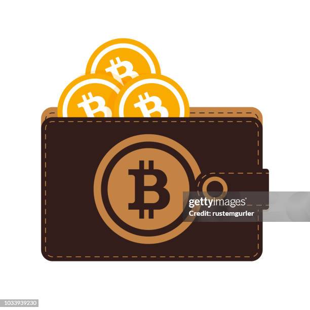 bitcoin wallet - bitcoin logo stock illustrations