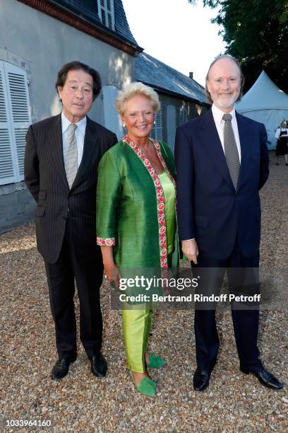 Prince Nicolas Dadeshkeliani, Princess Beatrice de Bourbon Sicile and Prince Pierre D'Arenberg attend Wedding of Helene de Yougoslavia and Stanislas...