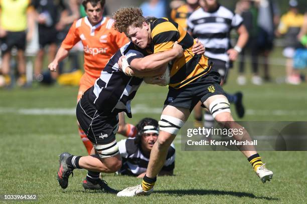 Michael Loft of Taranaki in action during the Jock Hobbs U19 Rugby Tournament on September 15, 2018 in Taupo, New Zealand.