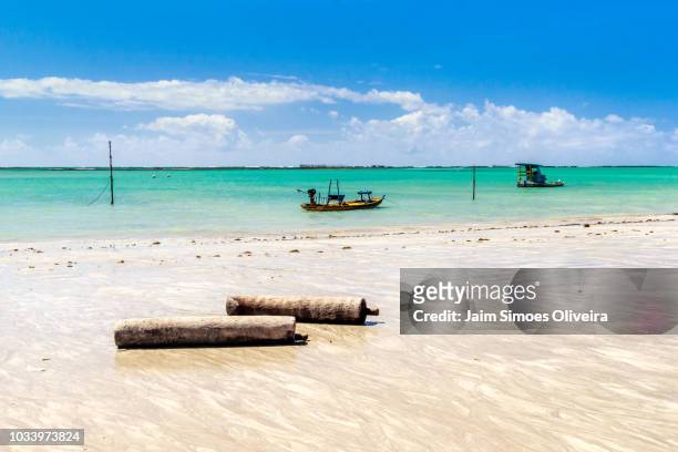 fishing boats at ipioca beach in maceió city, alagoas state, brazil - maceió stock pictures, royalty-free photos & images