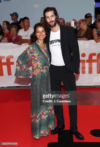Dina Mousawi and Jim Sturgess attend the premiere of "Jeremiah Terminator LeRoy" at Roy Thomson Hall on September 15, 2018 in Toronto, Canada.