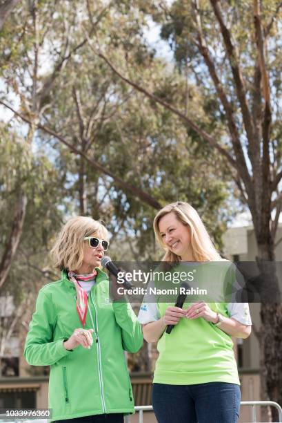 Olivia Newton-John and Melissa Doyle during the annual Wellness Walk and Research Runon September 16, 2018 in Melbourne, Australia. The annual event,...