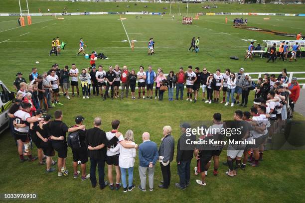 North Harbour players and parents following their final game during the Jock Hobbs U19 Rugby Tournament on September 15, 2018 in Taupo, New Zealand.