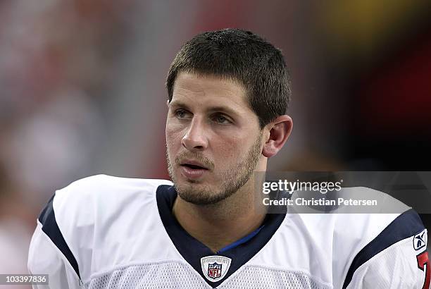 Quarterback Dan Orlovsky of the Houston Texans on the sidelines during preseason NFL game against the Arizona Cardinals at the University of Phoenix...